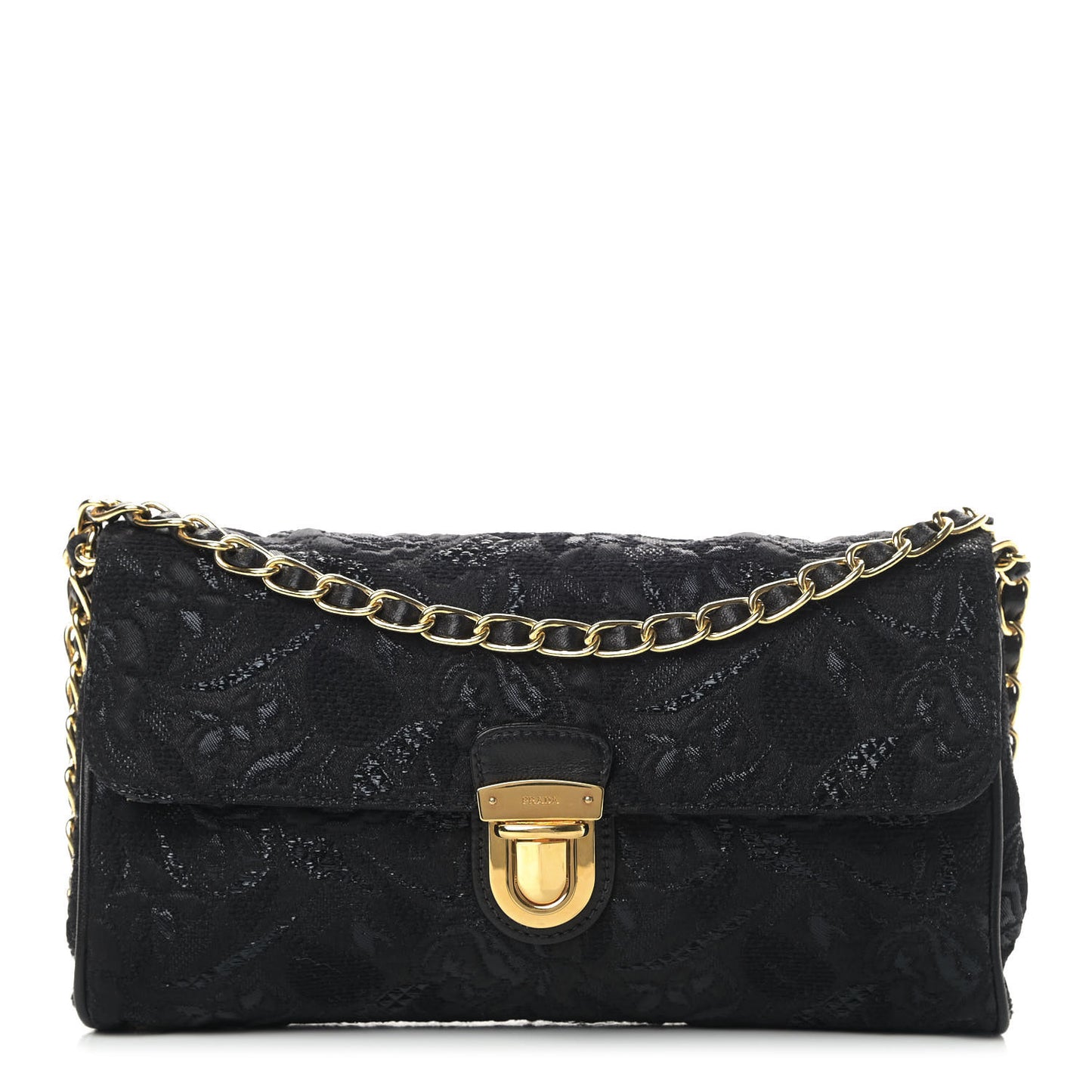 Tessuto Nylon Lurex Embroidered Flap Black