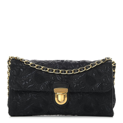 Prada Tessuto Nylon Lurex Embroidered Flap Black 1 of 12