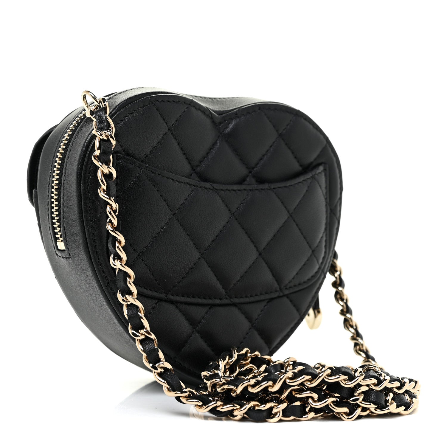 Chanel Lambskin Quilted CC In Love Heart Clutch With Chain Black 3 of 11