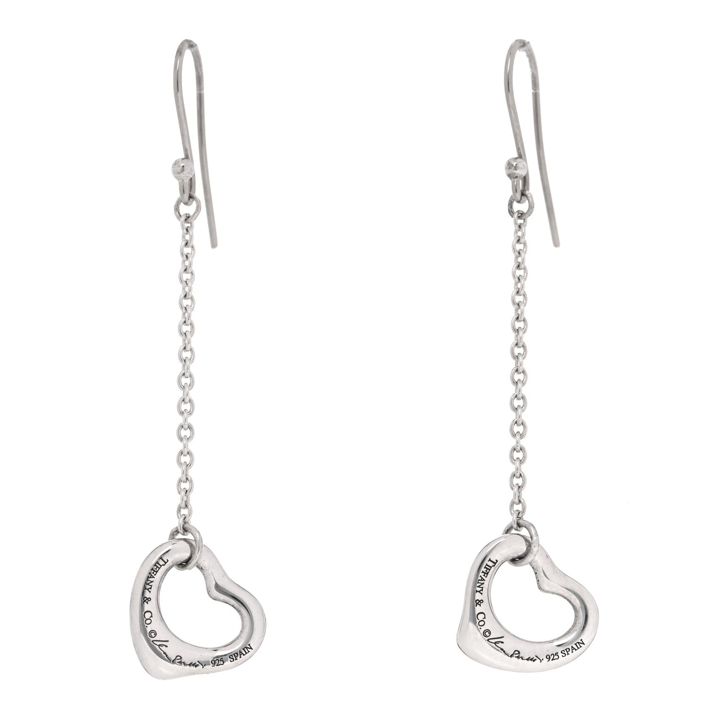 Sterling Silver Elsa Peretti Open Heart Drop Earrings