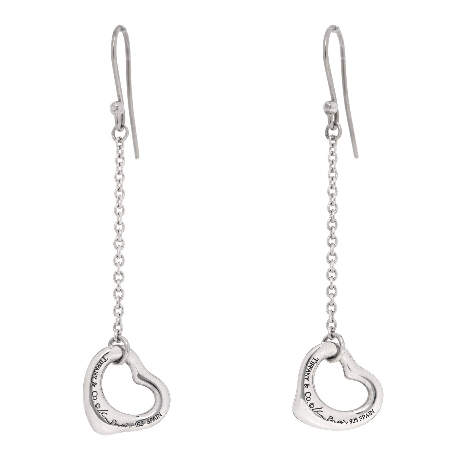 Tiffany Sterling Silver Elsa Peretti Open Heart Drop Earrings 1 of 6