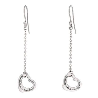 Tiffany Sterling Silver Elsa Peretti Open Heart Drop Earrings 1 of 6
