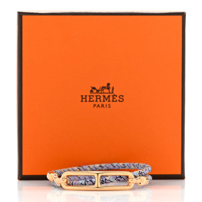 Hermes Silk Printed Astrologie Nouvelle Roulis Double Tour Bracelet T2 Lilas 5 of 5