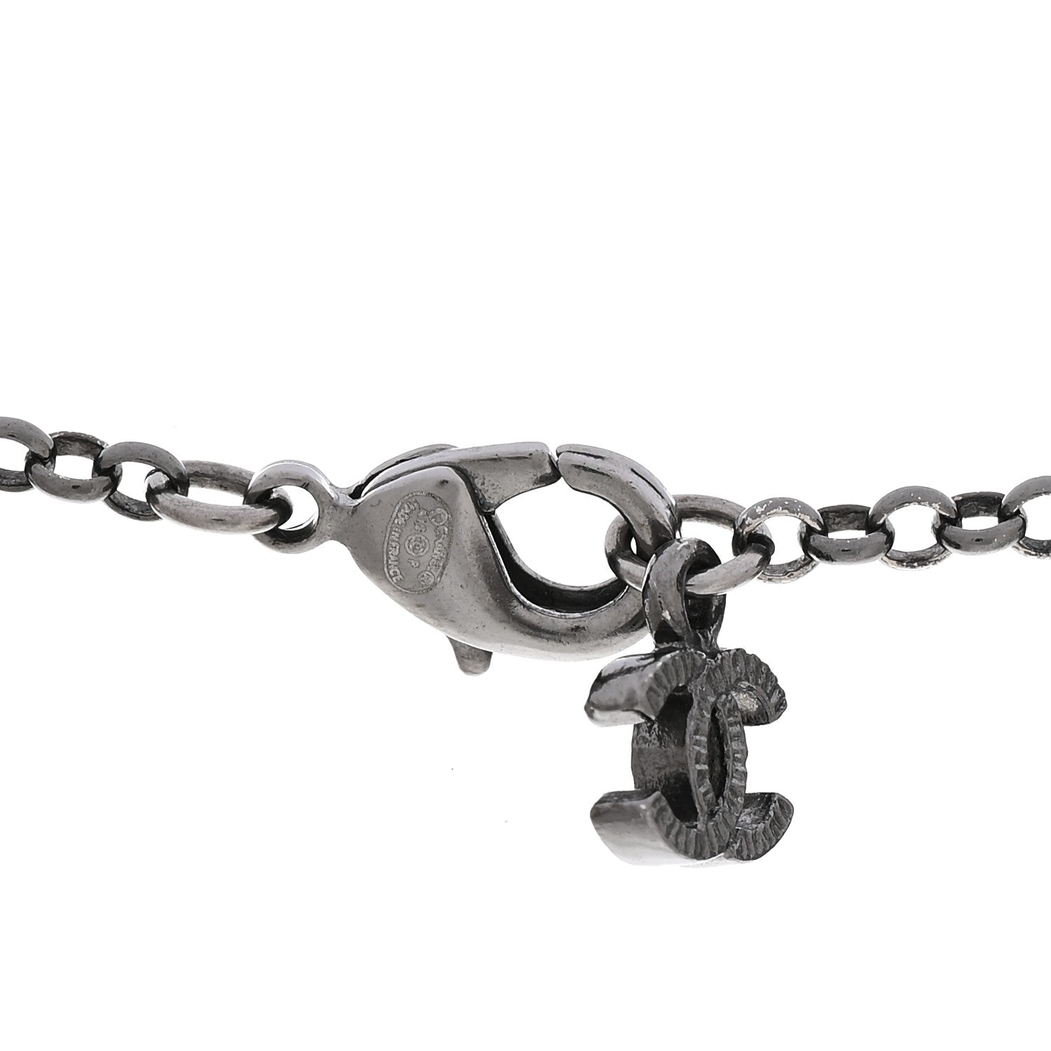 Chanel Crystal CC Chain Necklace Silver 3 of 3