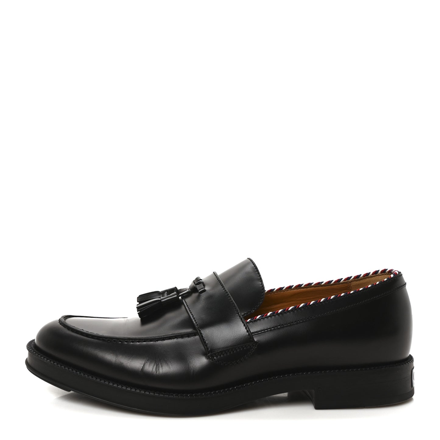 Calfskin Sylvie Web Tassel Mens Loafers 9 Black