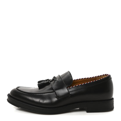 Gucci Calfskin Sylvie Web Tassel Mens Loafers 9 Black 1 of 9
