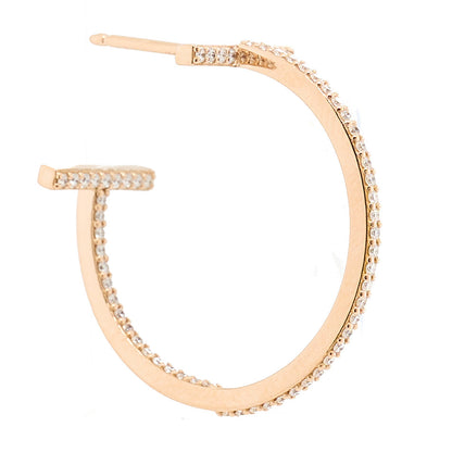 Tiffany 18K Rose Gold Diamond Medium T Wire Hoop Earrings 3 of 4