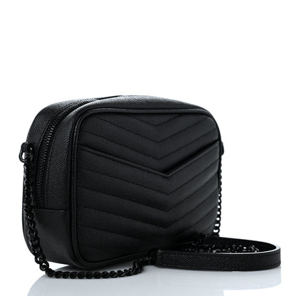 Saint Laurent Grain De Poudre Matelasse Monogram Mini Lou Camera Bag Black 2 of 8