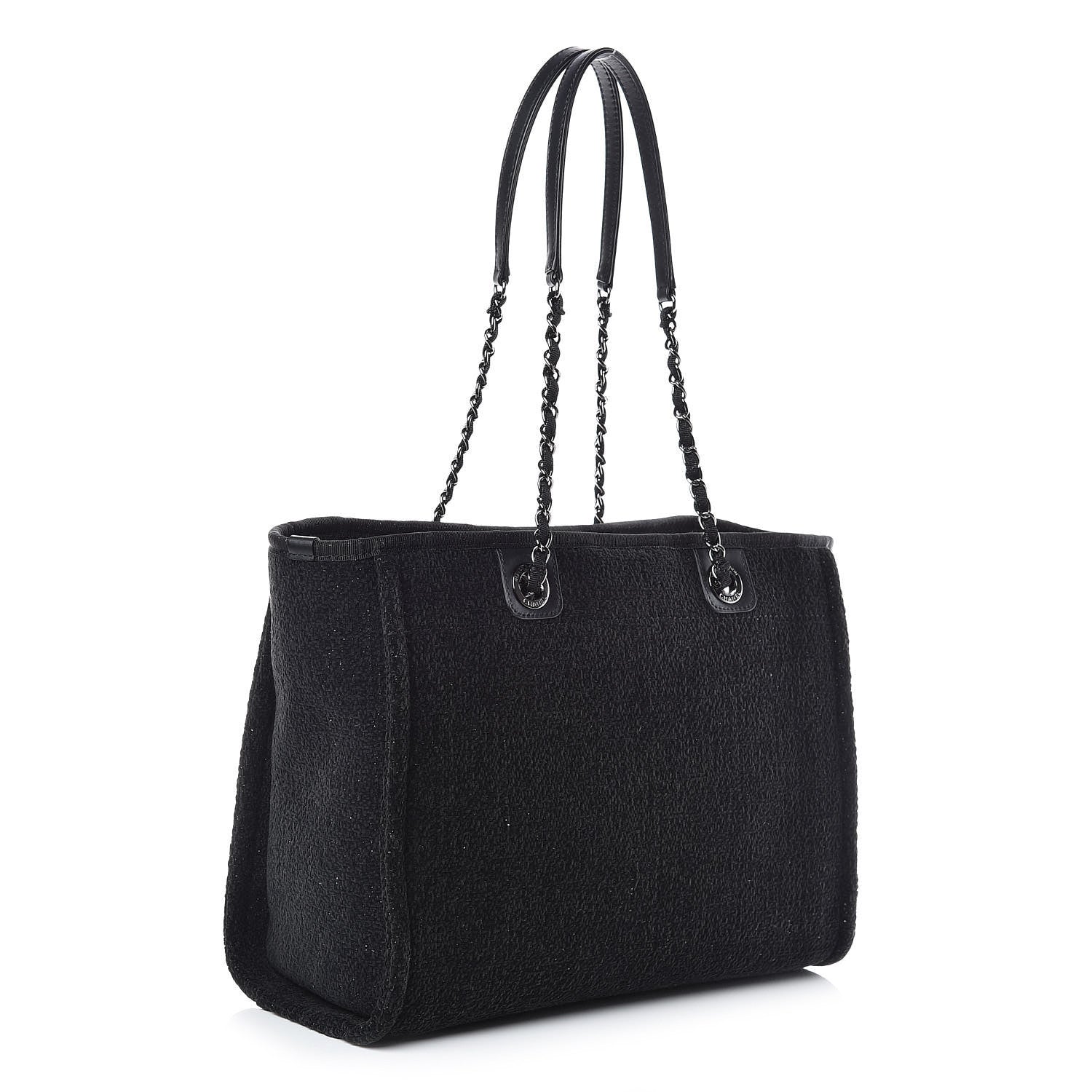 Chanel Lurex Boucle Small Deauville Tote Black 3 of 12