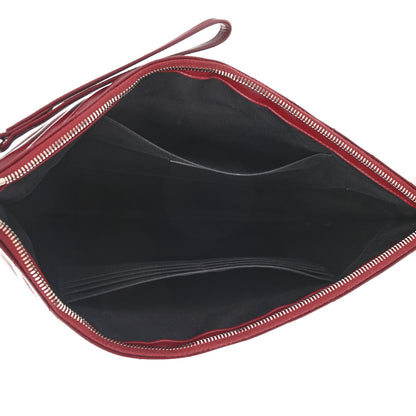 Saint Laurent Calfskin Matelasse Chevron Monogram Document Holder Rouge Legion 5 of 7