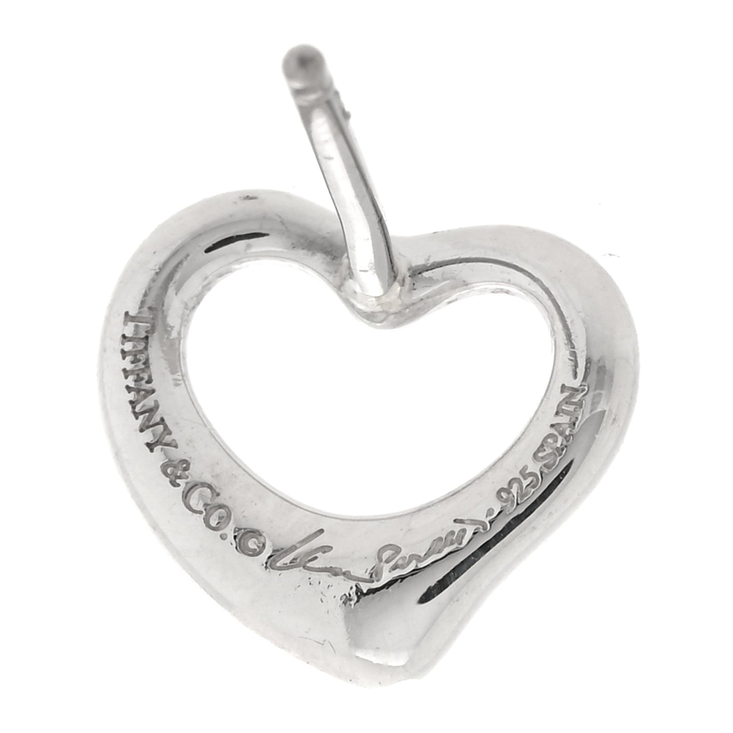 Sterling Silver 16mm Elsa Peretti Open Heart Earrings