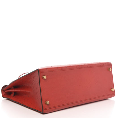 Hermes Ostrich Kelly Sellier 32 Rouge Vif 4 of 12