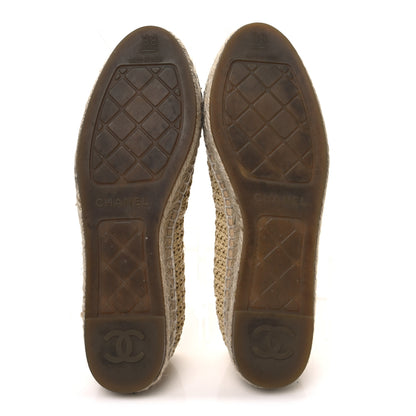 Chanel Braided Fabric Lambskin CC Espadrilles 38 Beige Black 7 of 11