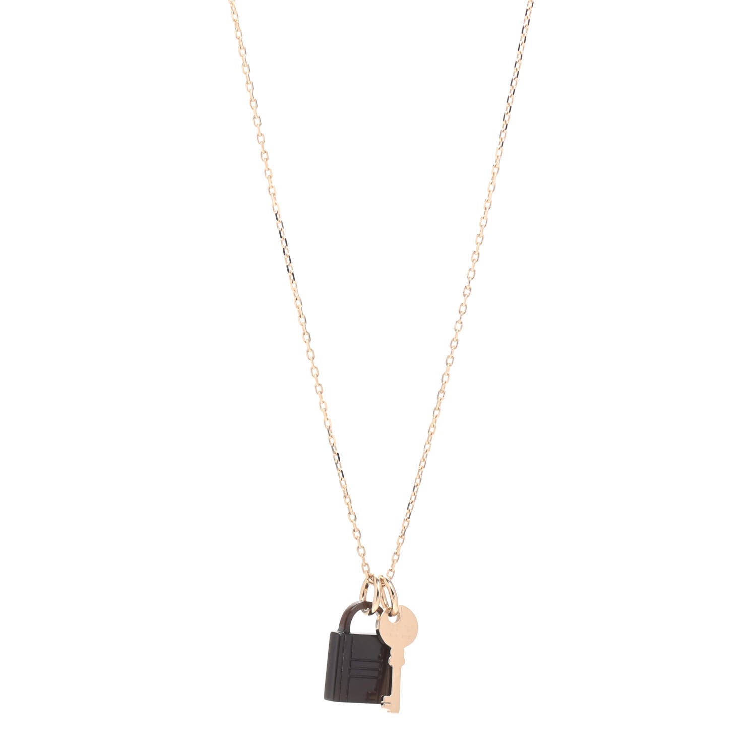 Hermes Permabrass Buffalo Horn Amulette Padlock PM Pendant Necklace 1 of 5