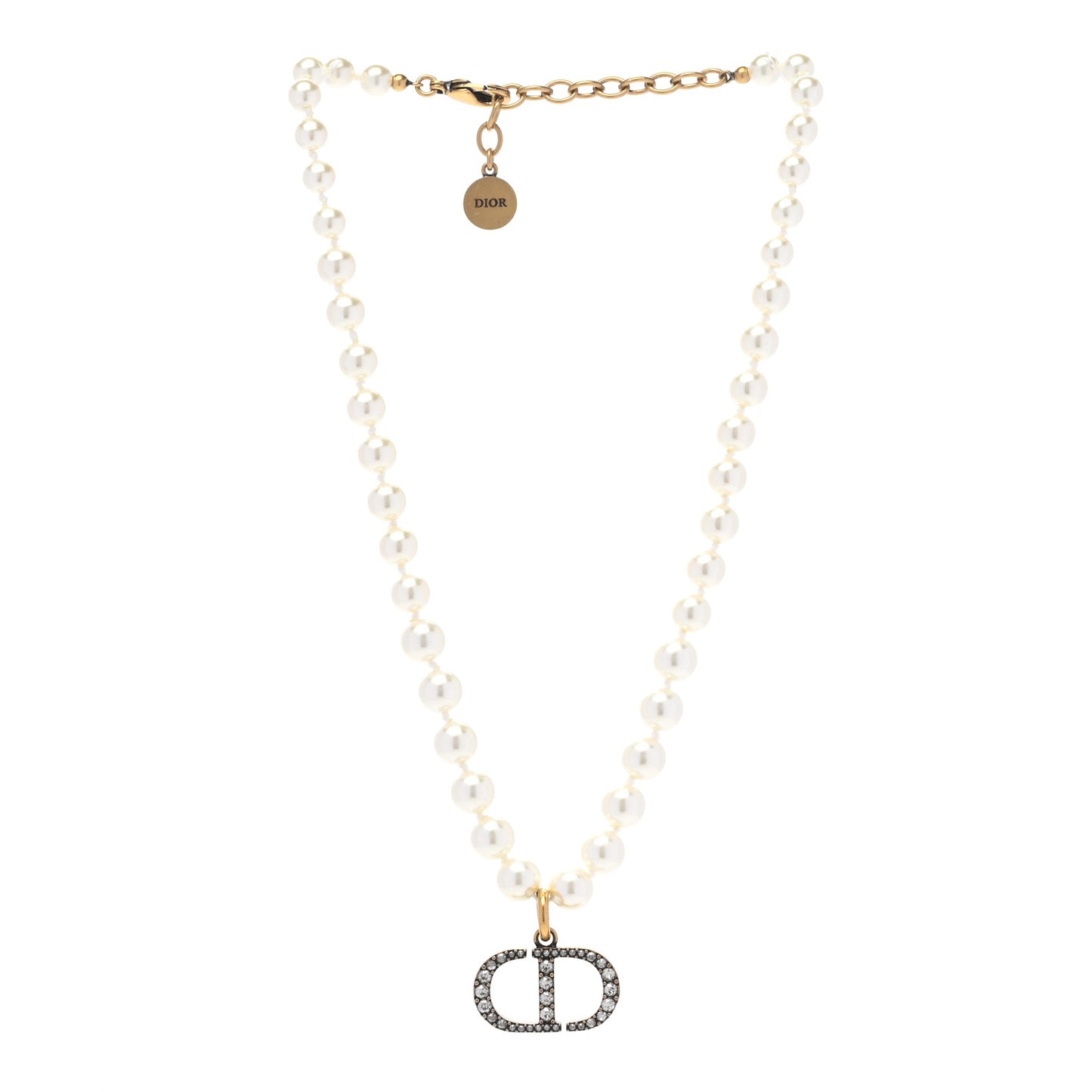 Pearl CD Crystal Montaigne Choker Necklace Gold
