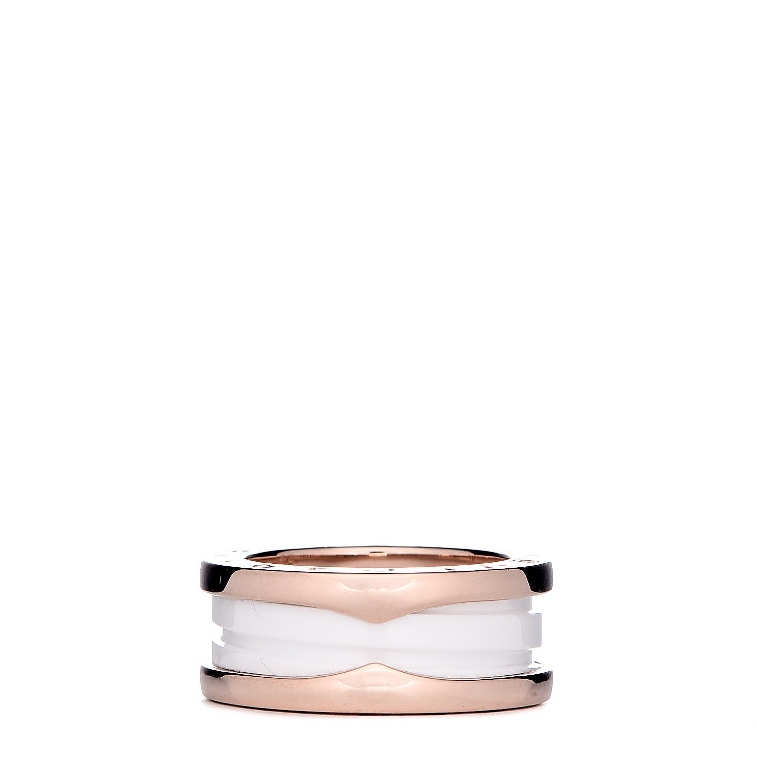 Bulgari 18K Rose Gold White Ceramic B.Zero1 Two-Band Ring 48 4.5 1 of 6