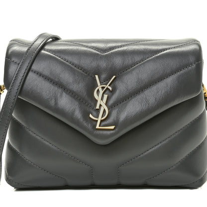 Saint Laurent Calfskin Y Quilted Monogram Toy Loulou Satchel Storm 9 of 15
