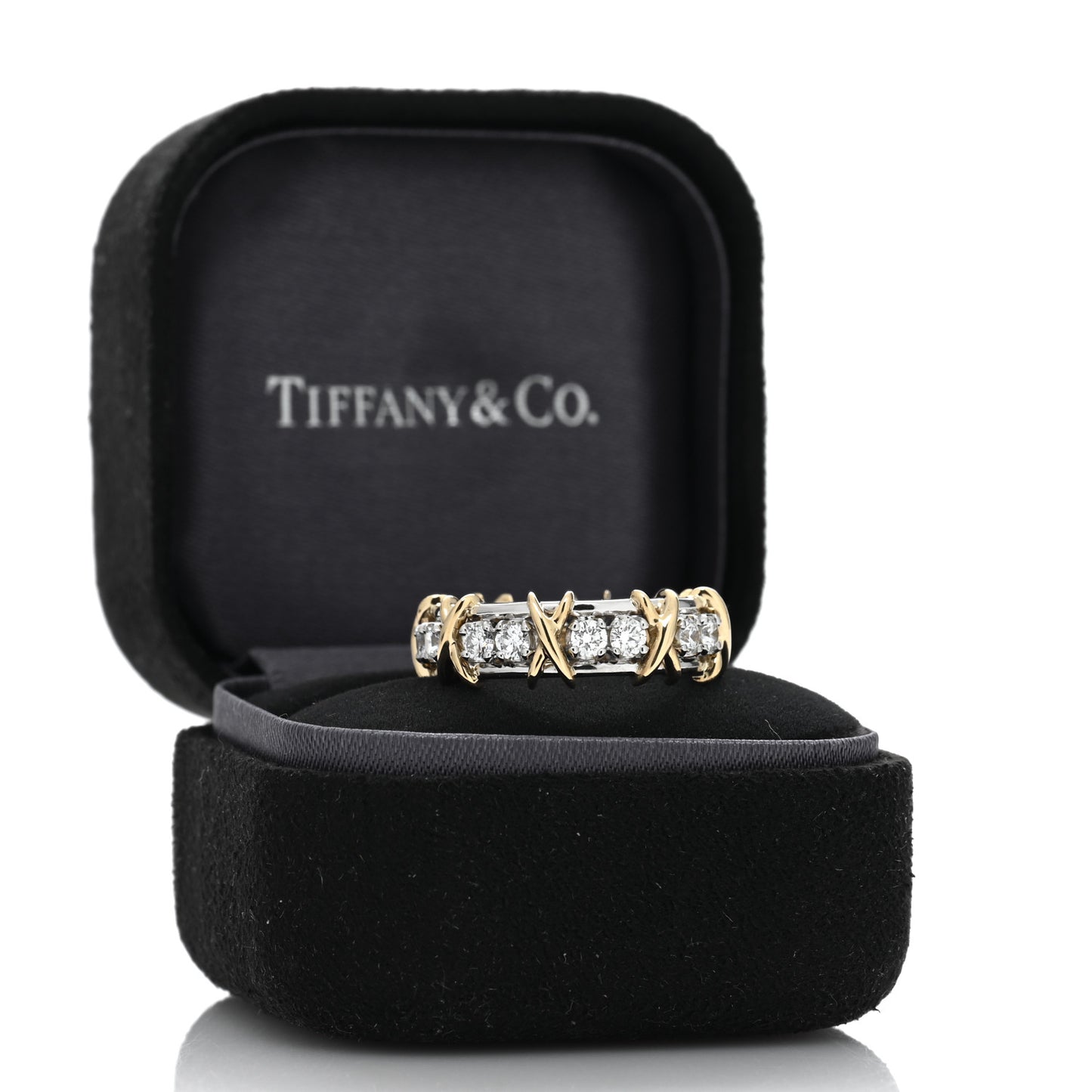 Platinum 18K Yellow Gold Diamond Schlumberger Sixteen Stone Ring 54 7