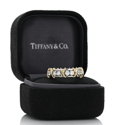 Tiffany Platinum 18K Yellow Gold Diamond Schlumberger Sixteen Stone Ring 54 7 5 of 5