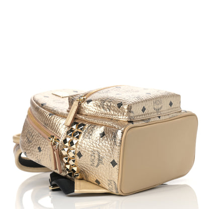 MCM Metallic Visetos Mini Side Stud Stark Backpack Gold 4 of 11