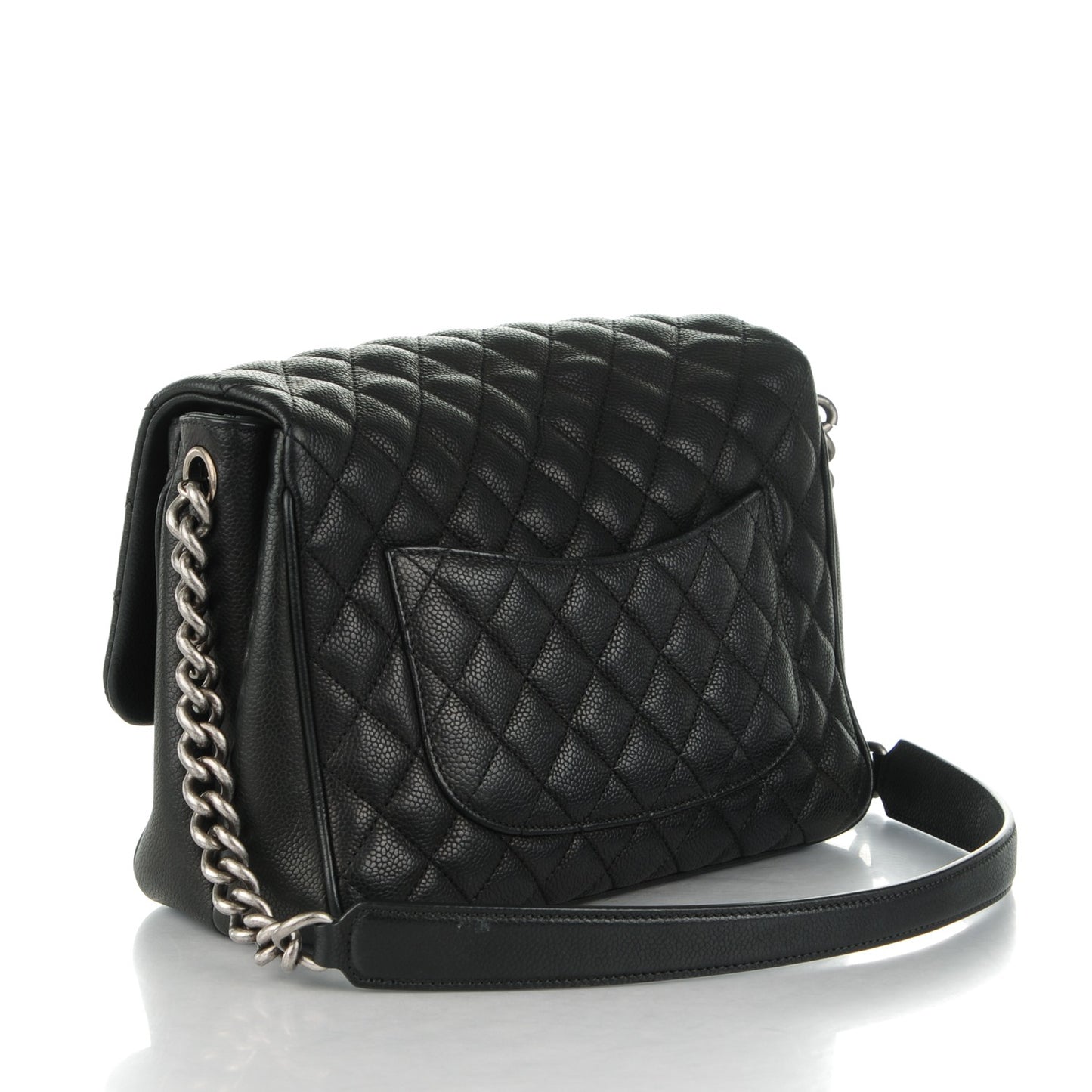 Caviar Quilted Medium Rock In Rome Single Flap Black