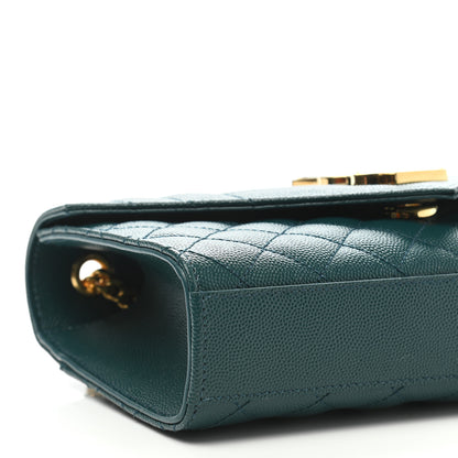 Saint Laurent Grain De Poudre Textured Mixed Matelasse Triquilt Small Monogram Satchel Sea Turquoise 5 of 11