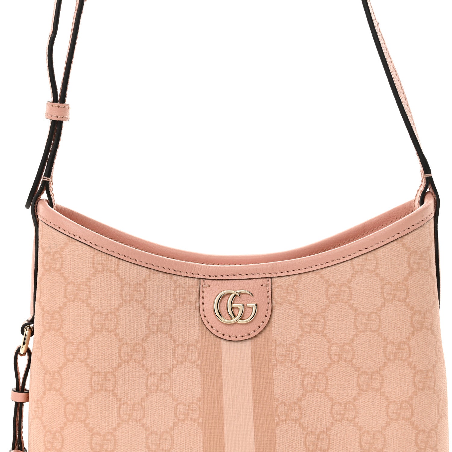 Gucci GG Supreme Monogram Textured Dollar Calfskin Web Small Ophidia Bucket Shoulder Bag Rose Pink 8 of 10
