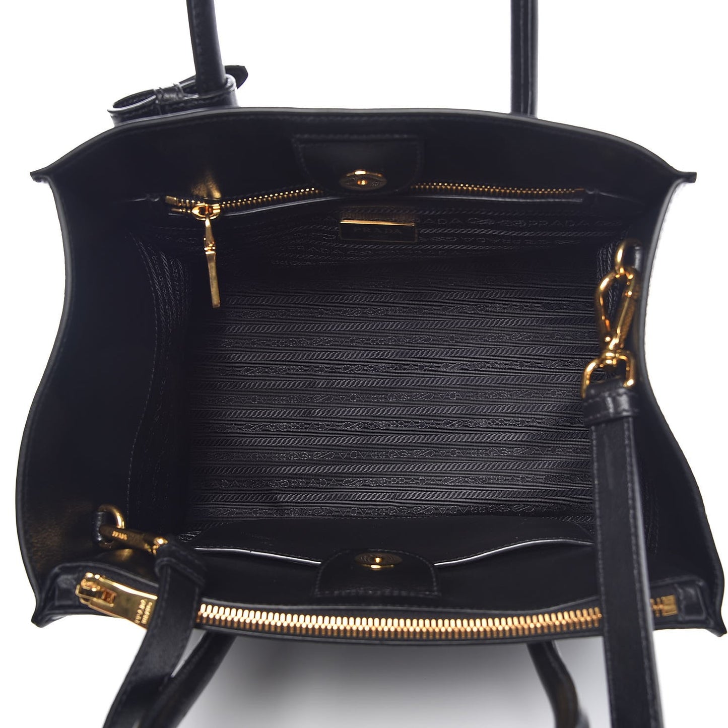 Glace Calf Twin Pocket Tote Black