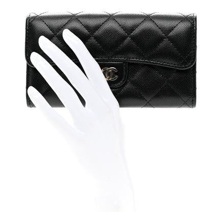 Chanel Caviar Quilted Medium Gusset Flap Wallet Black 2 of 9