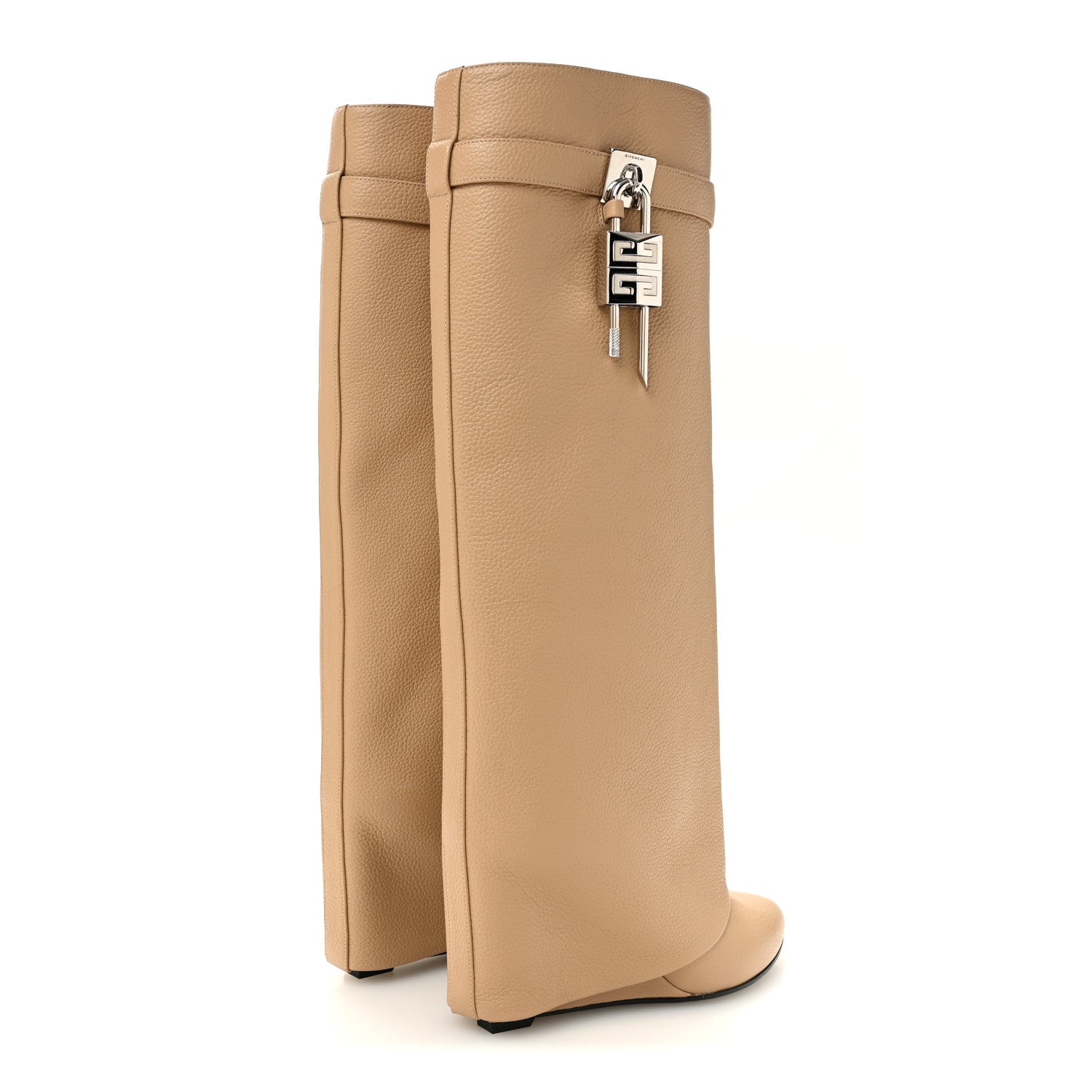 Givenchy Grained Calfskin Shark Lock Pant Boots 37 Beige 5 of 9