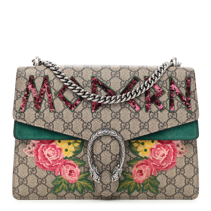 Gucci GG Supreme Monogram Embroidered Medium Dionysus Shoulder Bag Emerald 1 of 11