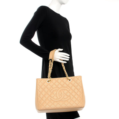 Chanel Caviar Quilted Grand Shopping Tote GST Beige Clair 3 of 15