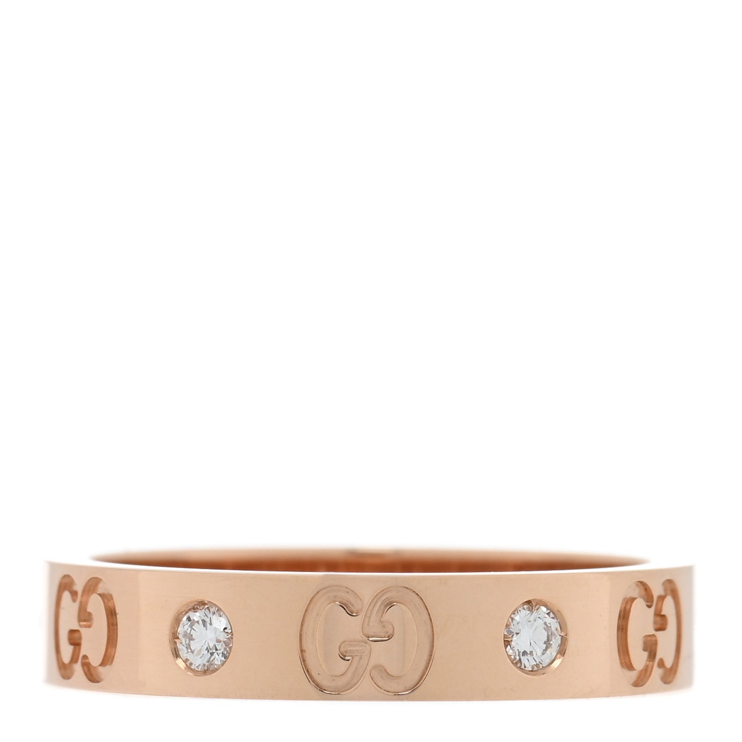18K Rose Gold Diamond Icon Band Ring 56 7.5