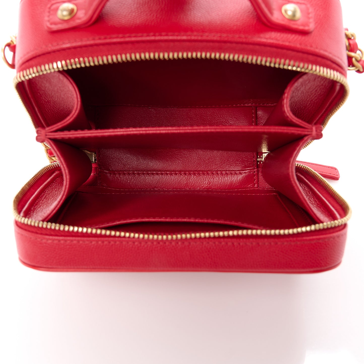 Caviar Quilted Small CC Filigree Vanity Case Red