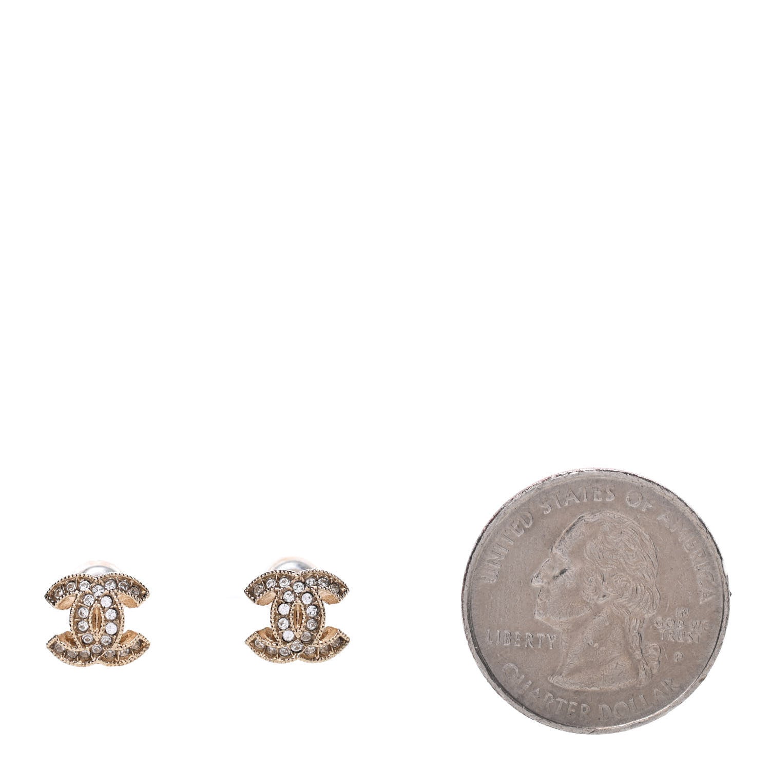 Chanel Crystal Mini CC Earrings Gold 2 of 5