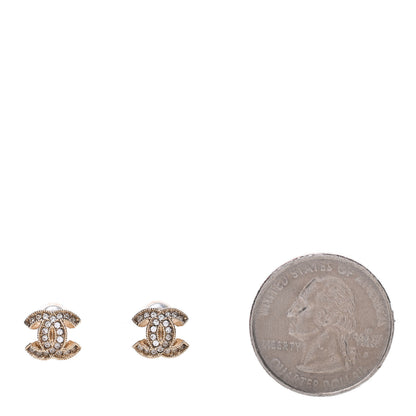 Chanel Crystal Mini CC Earrings Gold 2 of 5