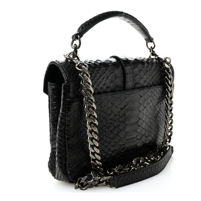 Saint Laurent Calfskin Python Embossed Monogram Medium College Bag Black 3 of 9