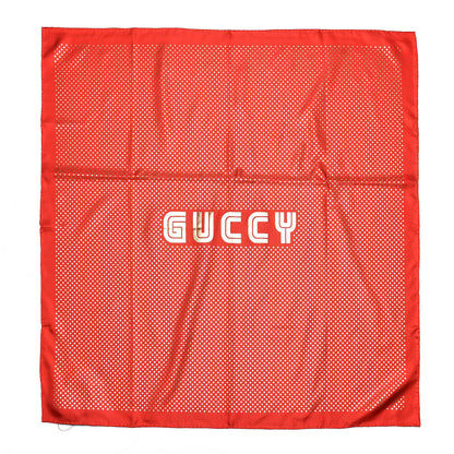 Gucci X SEGA Silk GUCCY Stars Print Square Scarf Flame Red Gold 1 of 5