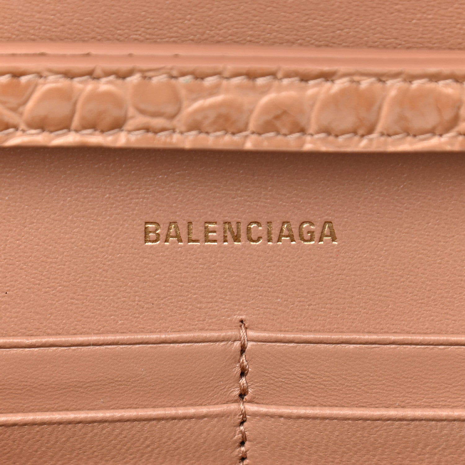 Balenciaga Shiny Calfskin Crocodile Embossed Hourglass Chain Bag Nude Beige 6 of 12