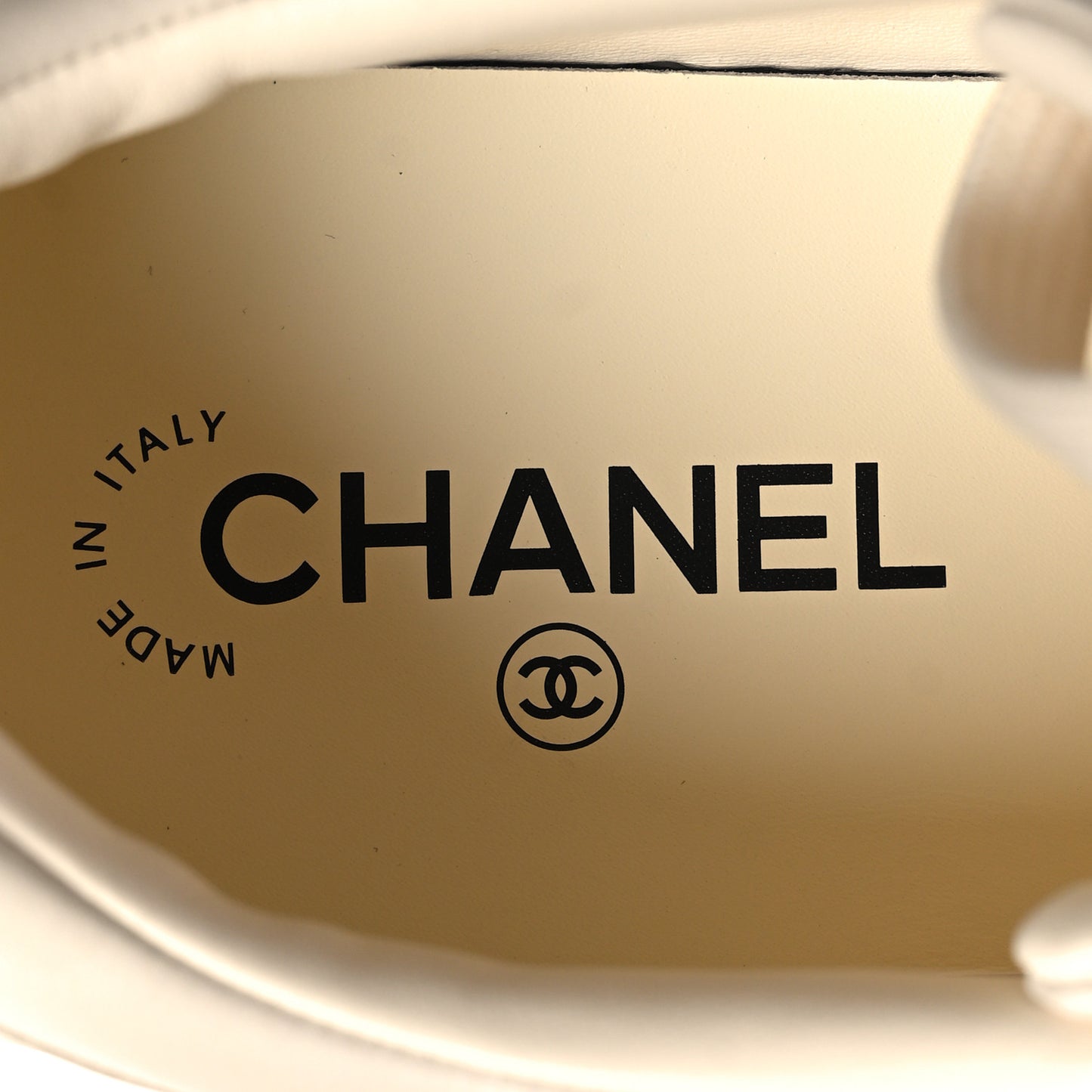 Printed Calfskin Womens CC Logo Sneakers 40.5 Beige