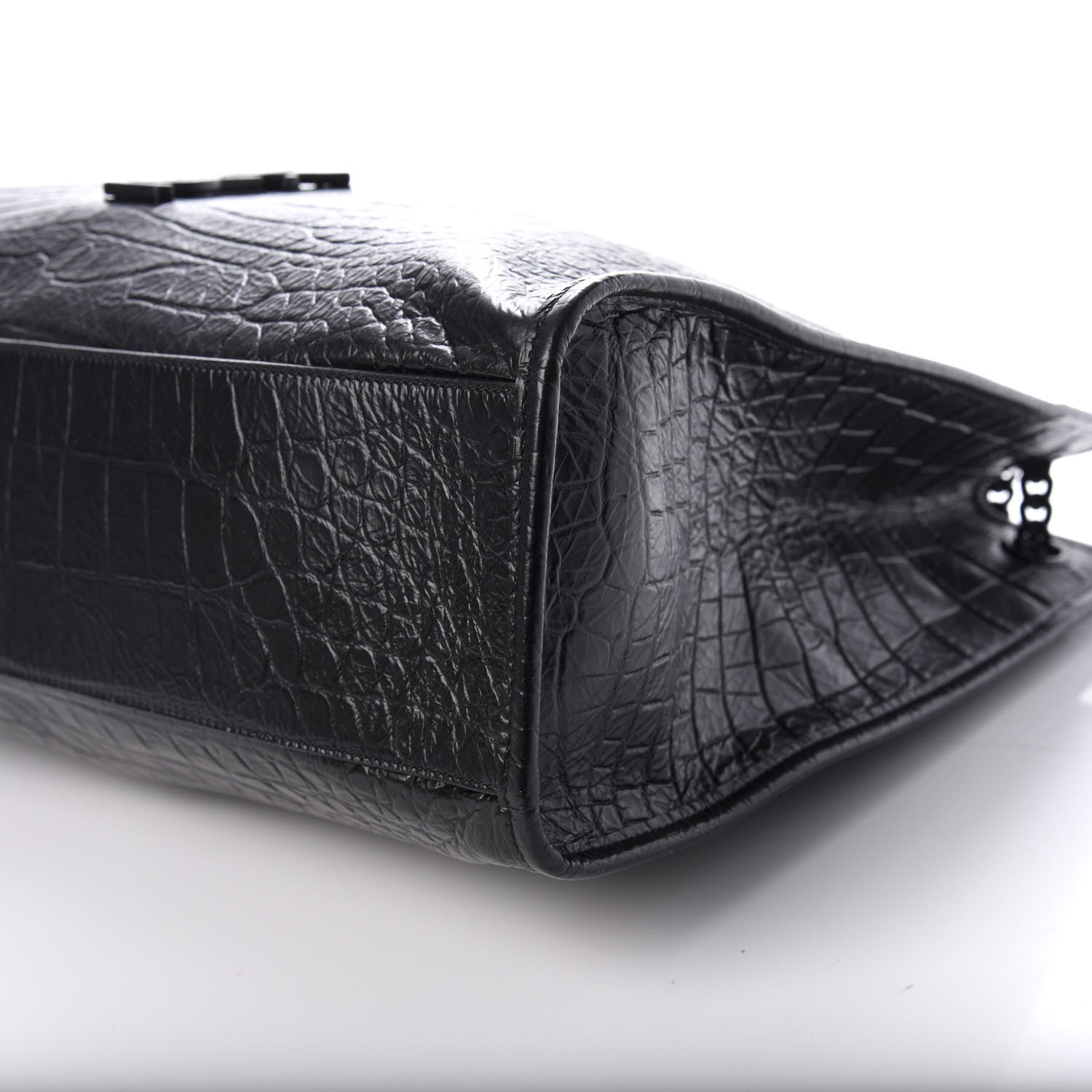 Saint Laurent Calfskin Crocodile Embossed Monogram Large Niki Shopping Bag Black 8 of 9
