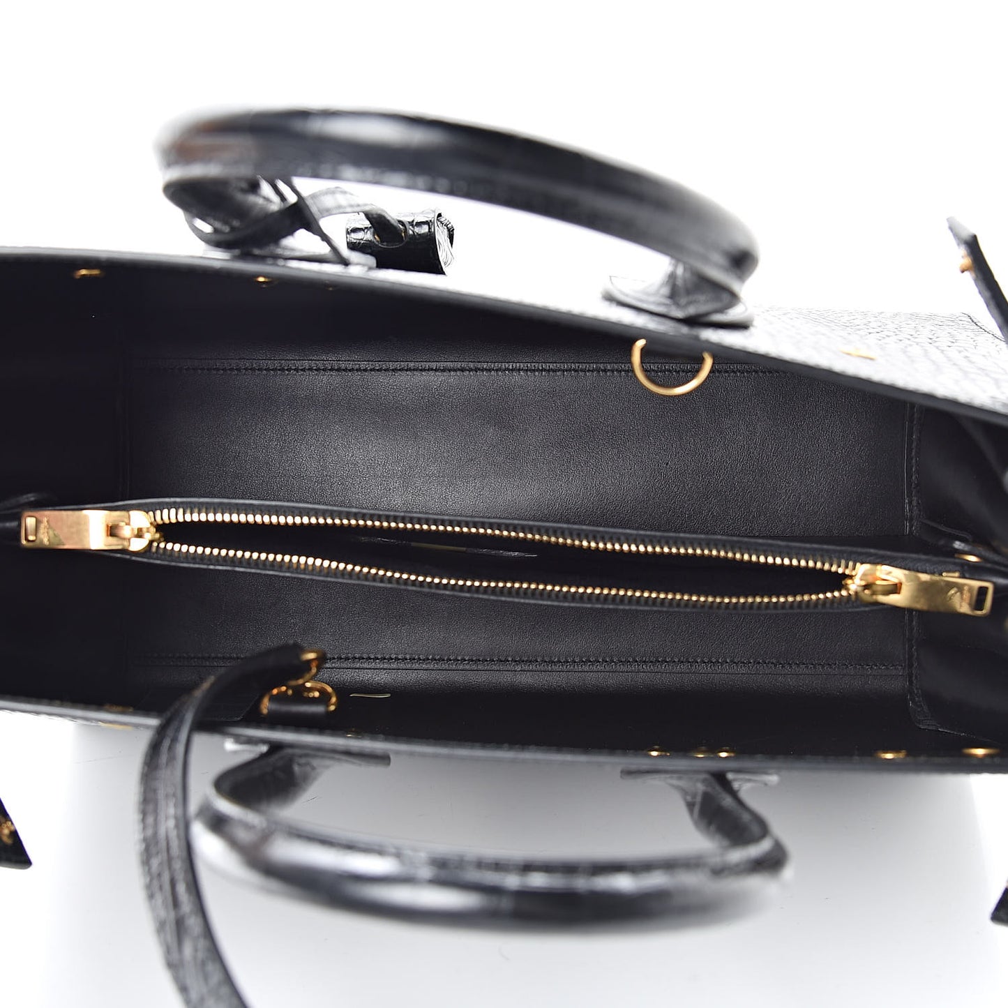 Calfskin Crocodile Embossed Small Sac de Jour Black