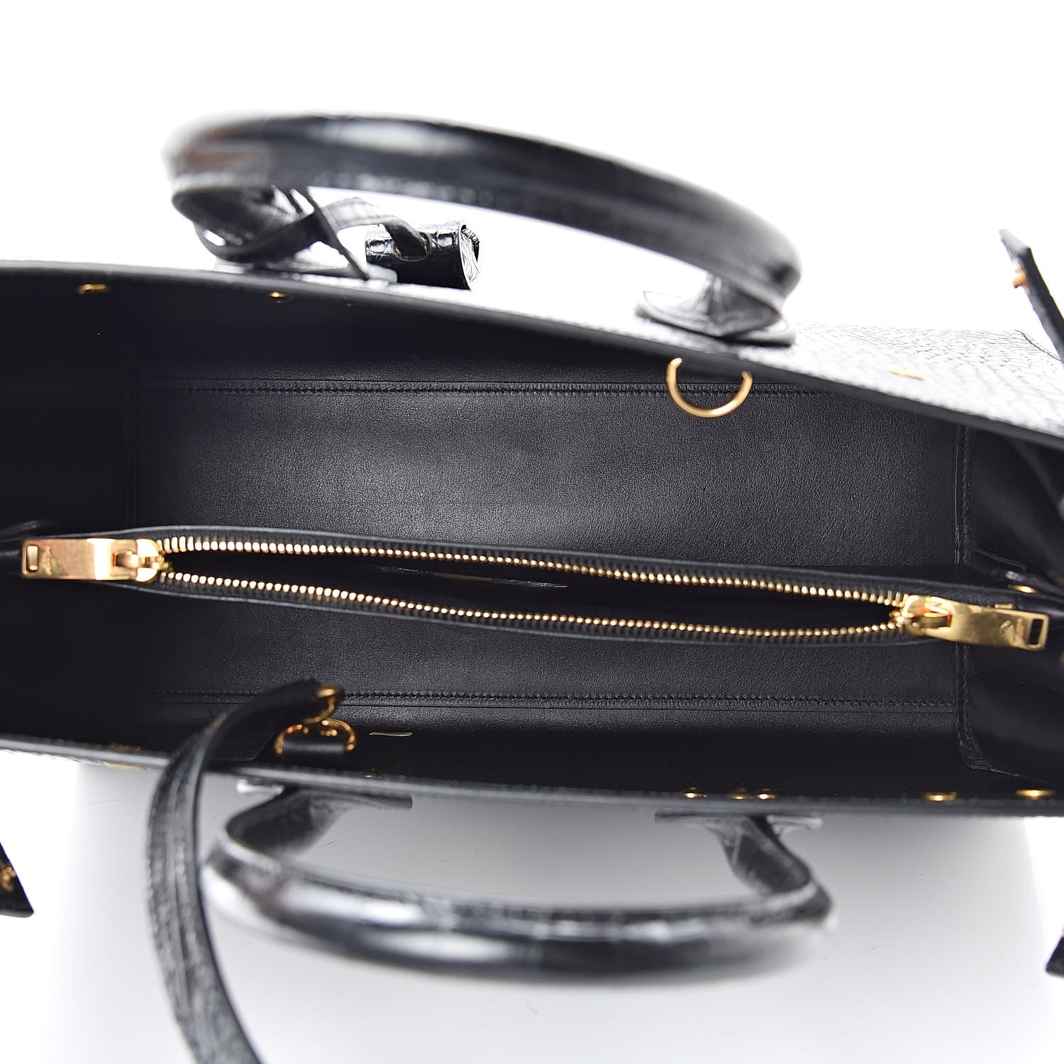 Saint Laurent Calfskin Crocodile Embossed Small Sac de Jour Black 4 of 7