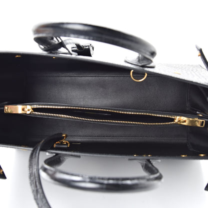 Saint Laurent Calfskin Crocodile Embossed Small Sac de Jour Black 5 of 10
