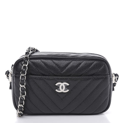 Chanel Caviar Chevron Quilted Camera Case Black 1 of 10