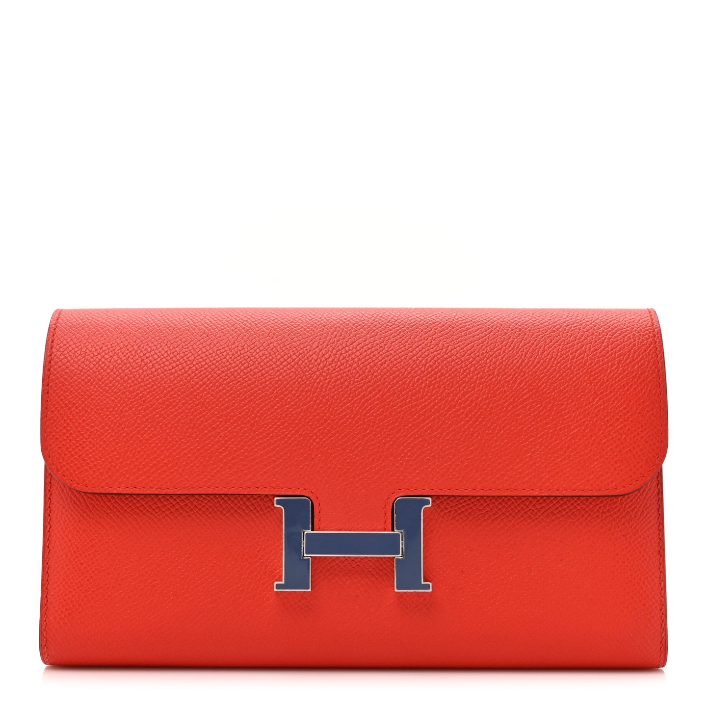 Epsom Enamel Constance Long Wallet Capucine Bleu Brighton
