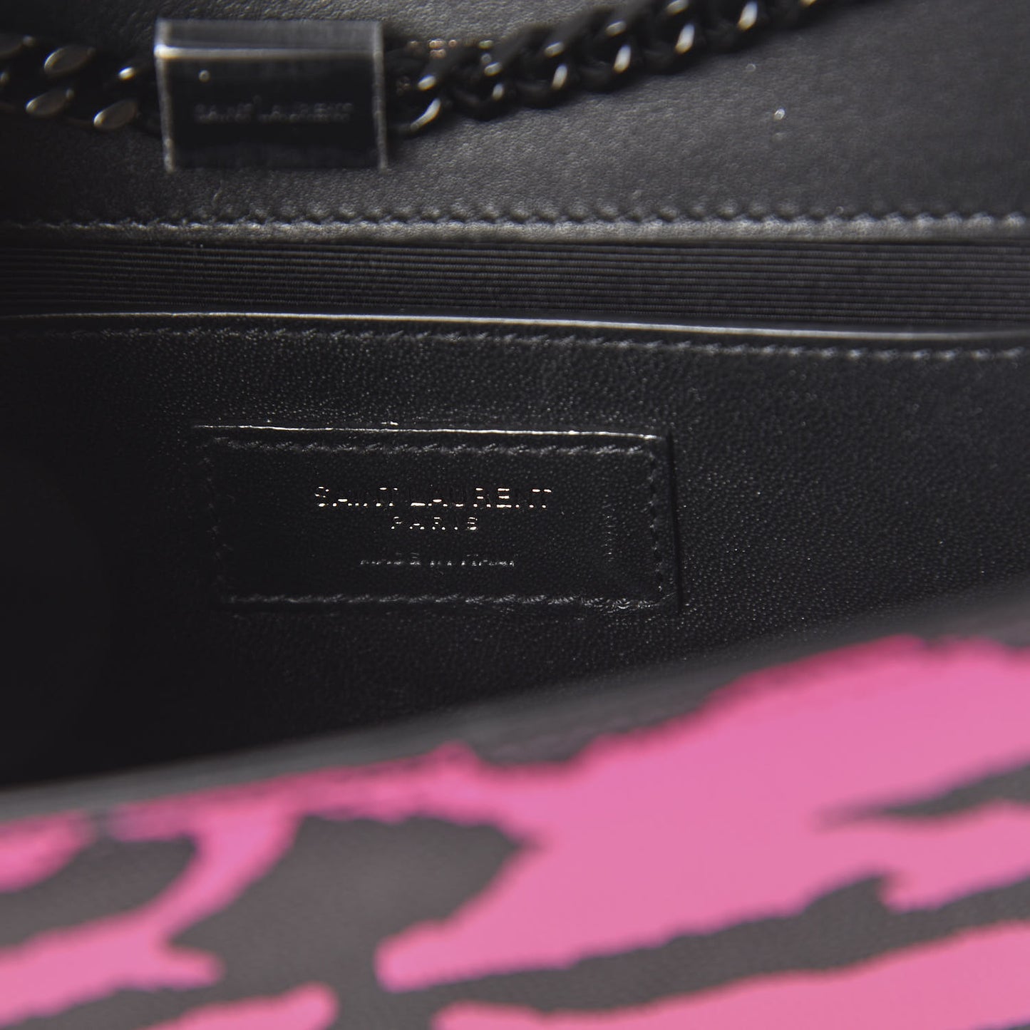 Grain De Poudre Zebra Print Small Monogram Kate Satchel Fuxia Black