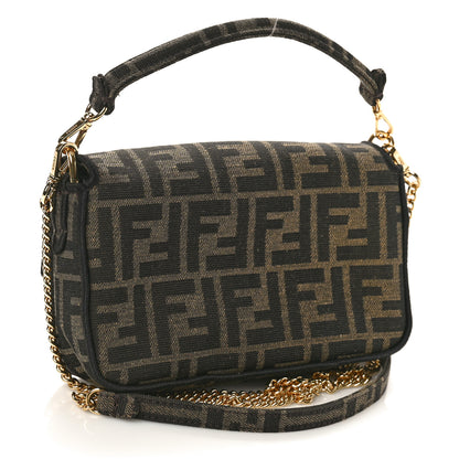 Fendi Fabric Jacquard FF 1974 Mini Baguette Tobacco Moro Black 3 of 9