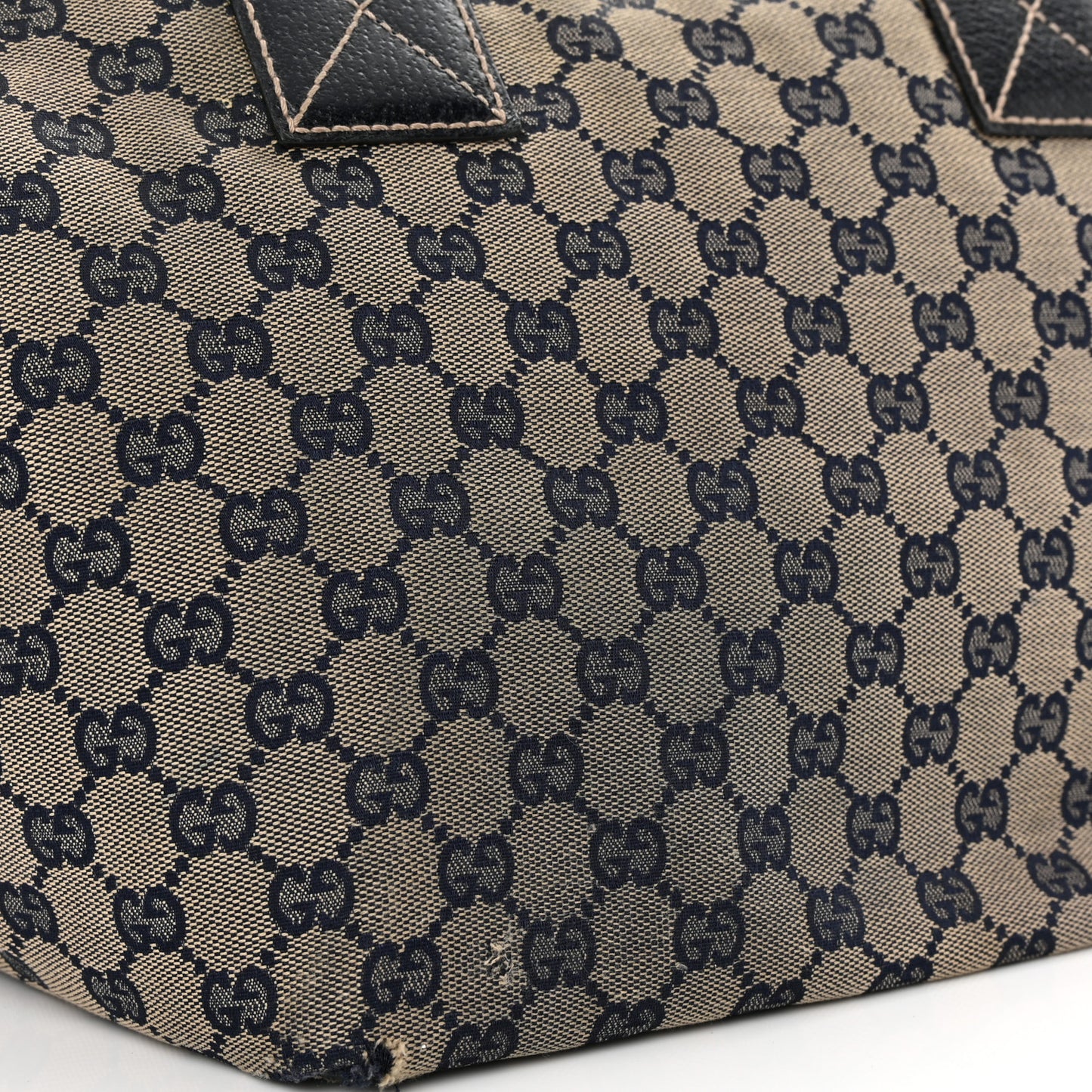 GG Monogram Medium Web Handle Bucket Tote Navy Blue