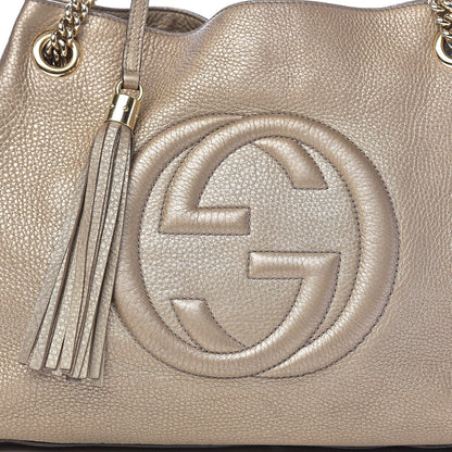 Gucci Metallic Pebbled Calfskin Medium Soho Chain Shoulder Bag Golden Beige 13 of 13